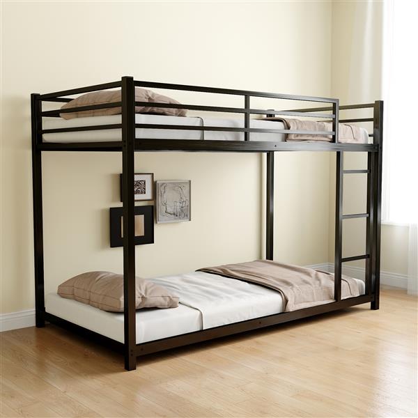 Metal Twin over Full Bunk Bed/ Heavy-duty Sturdy Metal/ Noise Reduced/ Safety Guardrail/No Box Spring Needed,Black