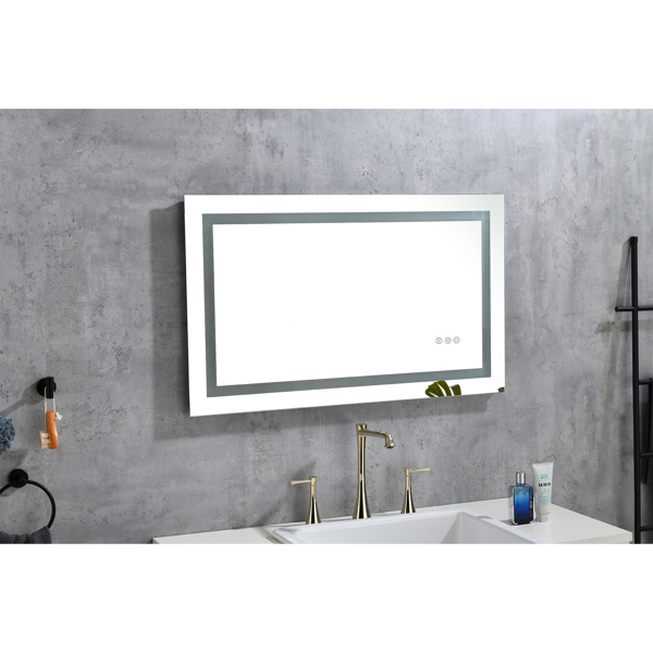 40x20 Inch LED Bathroom Mirror with Frontlit and Backlit, Wall Mounted Vanity Mirror with Smart Touch Button, Anti-Fog, Memory Function, 3 Colors, Stepless Dimmable Makeup Mirror(Horizontal/Vertical)