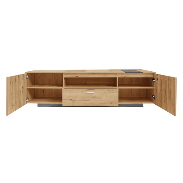 70'' Modern TV Stand with 3 Cabinets& Drawer, Entertainment Center for TVs up to 80'', Color Matching Television Console for Living Room, Bedroom, Home Theatre 