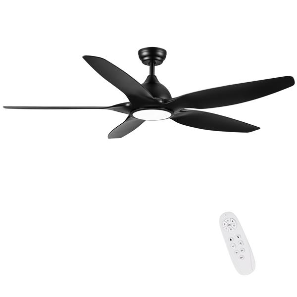 60 In Intergrated LED Ceiling Fan Lighting with Black ABS Blade