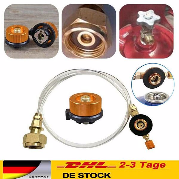 Gastank Adapter Schlauch Set Anschluss Gaskartusche für Campingkocher Adapter DE