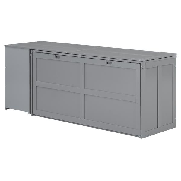 Queen Size Murphy Bed with Rotable Desk, Gray