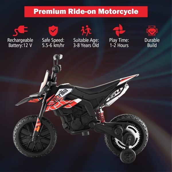 HNH 12V Electric Kid Dirt Bike for Boys, Battery Powered Motorcycle for Kids, Off Road Motorbike Toy 4Mph-Red(Not shipped on weekends) (Banned from temu, Walmart)