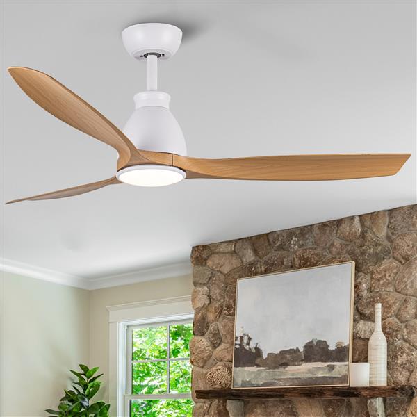 52 In.Intergrated LED Ceiling Fan with Antique Brown Wood Graiin Blade