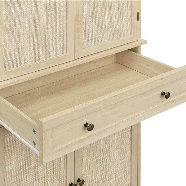 4 Door Cabinet with 1 Drawer, with 4 Adjustable Inner Shelves, Storage Cabinet