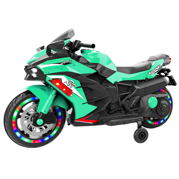 12V Electric Motorcycle for Kids, Powered Toy Motorcycle, Child Motorcycle Ride On with Light Wheels and Bluetooth Music Green (No shipping on weekends) (Temu, Walmart Amazon  prohibited)