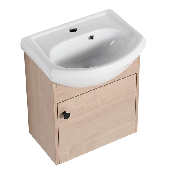 Small Size 18 Inch Bathroom Vanity With Ceramic Sink,Wall Mounting Design