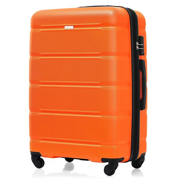 Luggage Set of 3, 20-inch with USB Port, Airline Certified Carry-on Luggage with Cup Holder, ABS Hard Shell Luggage with Spinner Wheels, orange