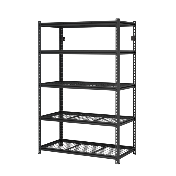 5-Tier  Adjustable Metal Shelving Unit ,Heavy Duty Garage Shelving,Storage Racks,Industrial Utility Shelf,47.2" W x 24 "D x 72''H, Black for Garage, Basement, Warehouse, Workshop,kitchen and so on.