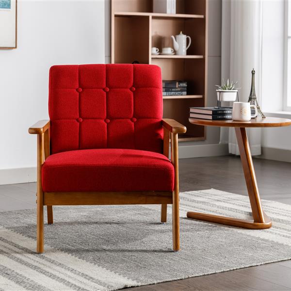 Leisure Chair with Solid Wood Armrest and Feet, Mid-Century Modern Accent chair, for Living Room Bedroom Studio chair