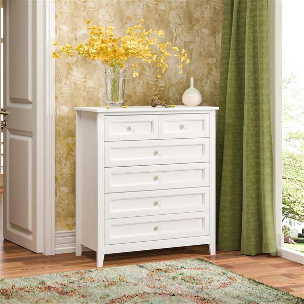 Solid Wood spray-painted drawer dresser bar,buffet tableware cabinet lockers buffet server console table lockers, retro round handle, applicable to the dining room, living room,kitchen corridor,white