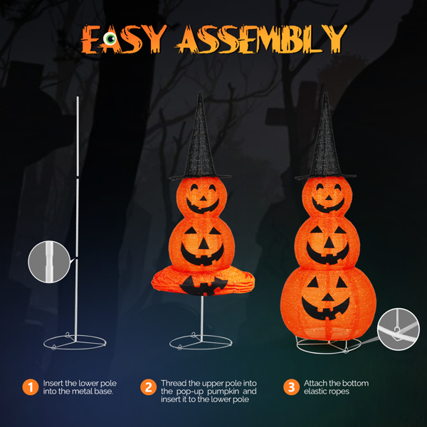 5ft Halloween Collapsible Pumpkin Decorations 100 LED Lights