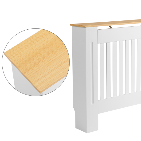 Cache-radiateur Conception traditionnelle simple ventilée Motif à rayures verticales en panneau MDF E1, Blanc, S