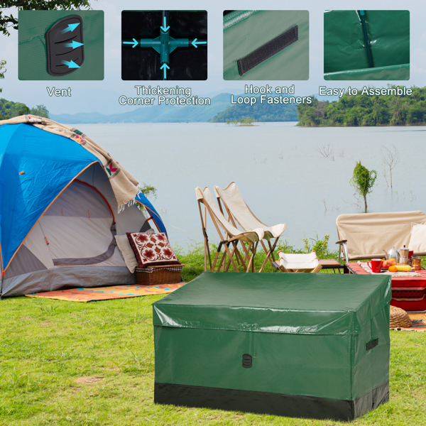 130 Gallon Waterproof Deck Box, Portable Outdoor PVC Storage Box for All Weather, Perfect for Camping Boat Garden Poolside Yard, Green