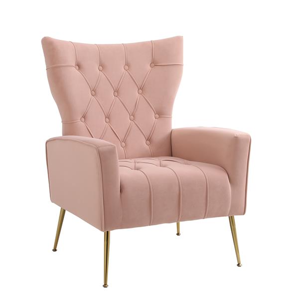 Modern Accent Chair with Ottoman,  Comfy  Armchair for Living Room, Bedroom, Apartment, Office (Pink)