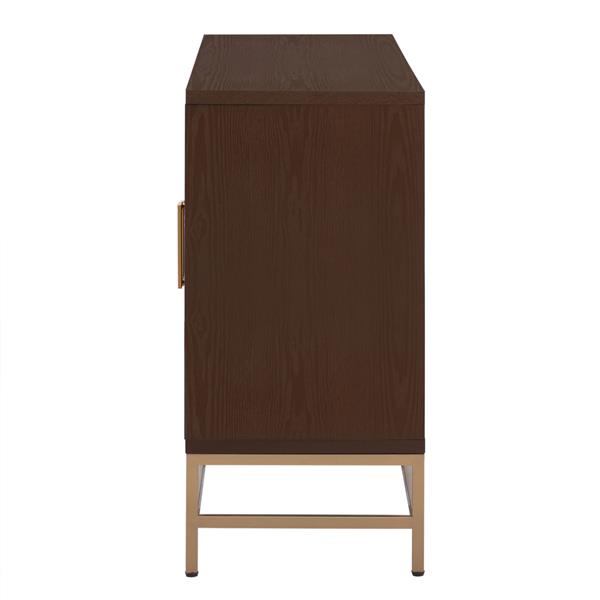 Retro Style Sideboard with Adjustable Shelves, Rectangular Metal Handles and Legs for  Kitchen, Living room, and Dining Room  (Espresso)