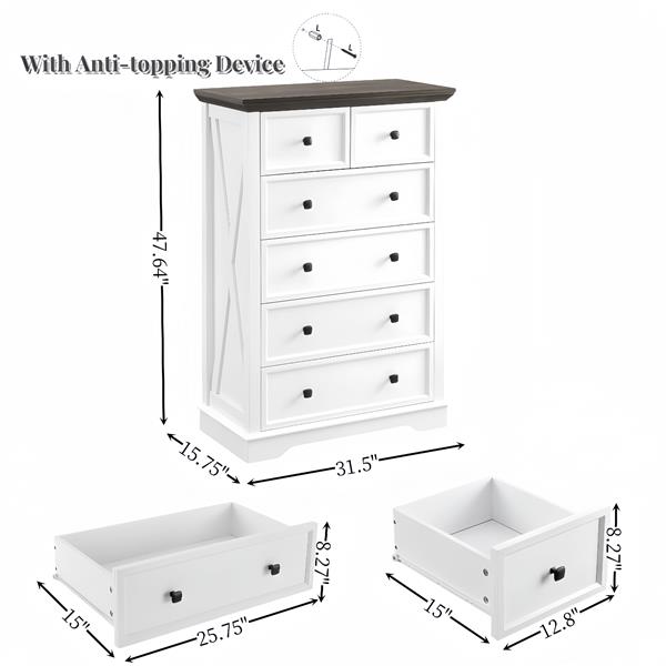 6 Drawer Dresser,6 Drawers cabinet Tall Chest of Drawers Closet Organizers  Storage Clothes, cabinet of 6 drawers Living Room