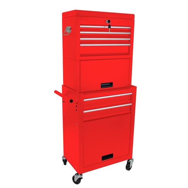 High Capacity Rolling Tool Chest with Wheels and Drawers, 6-Drawer Tool Storage Cabinet--RED