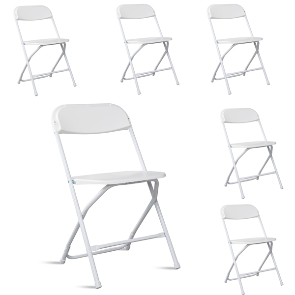 6pcs Injection Molding Classic Garden Plastic Folding Chair White