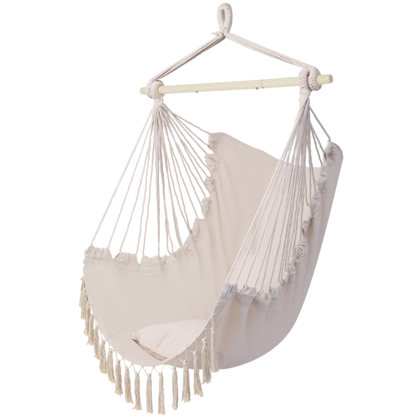 Pillow Tassel Hanging Chair Beige