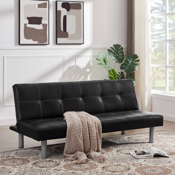 Black, Modern design solid color PU leather Sofa Bed, convertible Sofa Bed, suitable for Living Room