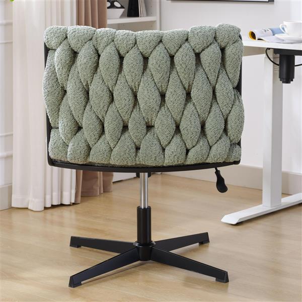 Armless Office Desk Chair No Wheels, GREEN