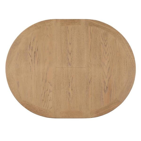 Retro Functional Extendable Dining Table with a 12" Leaf for Dining Room and Living Room (Oak Natural Wood + Off White)