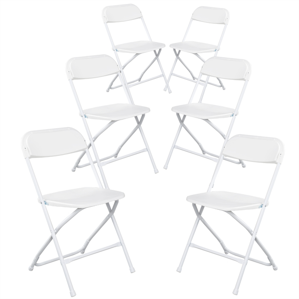 6pcs Injection Molding Classic Garden Plastic Folding Chair White