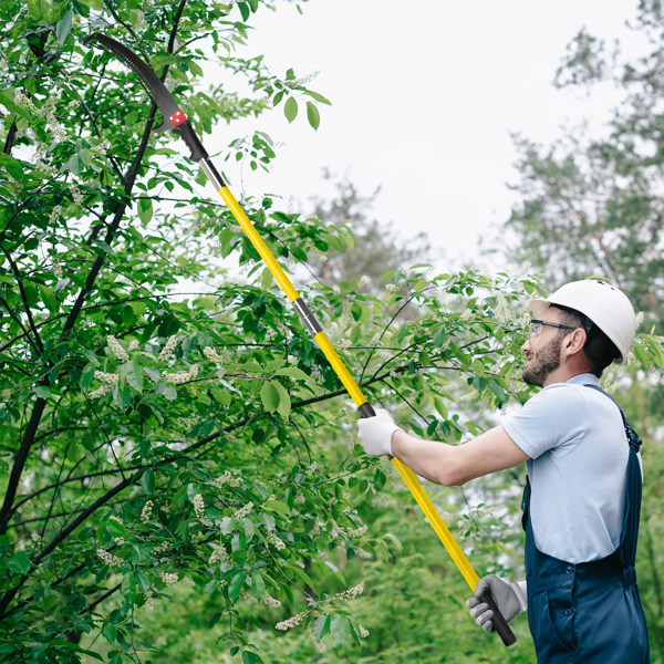 26ft Manual Pole Saw, Lightweight Tree Trimmers Long Handle Pruner Set, Sharp Steel Blade and Scissors Pole Saw for Trimming Palm, Pear Tree, Fir Tree, Other High Trees and Shrubs