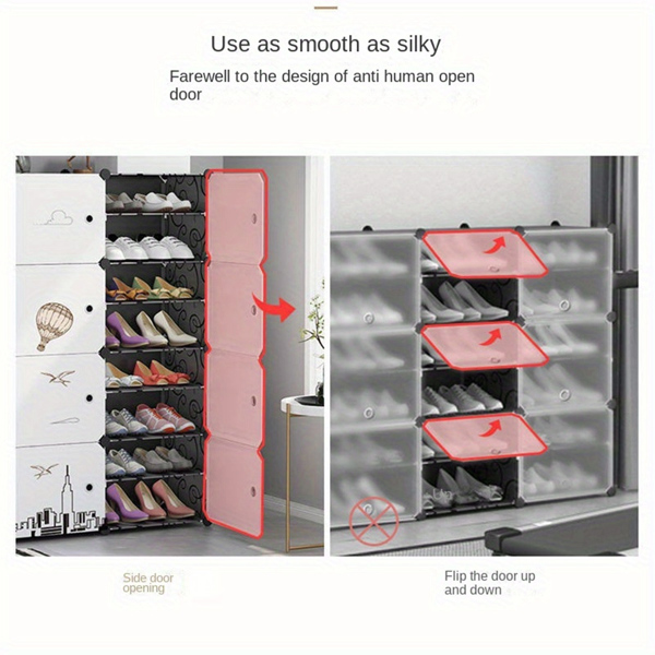 simple dust-proof shoe rack, cute 8-story household economical shoe storage cabinet, 1 column, 8-story shoe cabinet including stickers