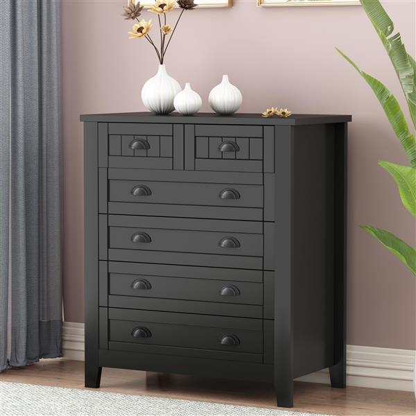 Drawer Dresser BAR CABINET side cabinet,buffet sideboard,buffet service counter, solid wood frame,plasticdoor panel,retro shell handle,applicable to dining room, living room, kitchen ,corridor,black