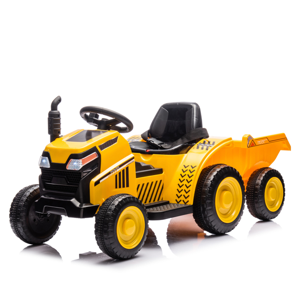 12V Kids Ride On Electric Tractor Black Knight,Kids Ride On Toy.2WD,Non-skid tires, steering wheel, foot pedal,With Removable storage tug,Light,Bluetooth,Music,MP3,USB,Power Display For Kids Aged 3+.