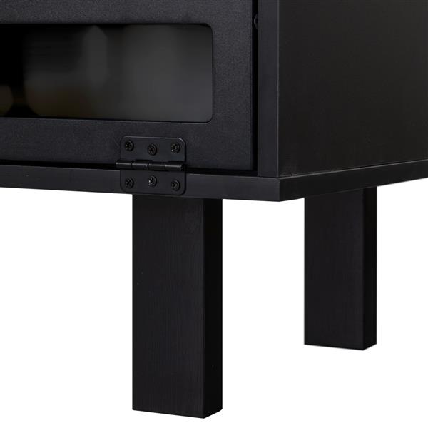 TV stand,TV cabinet,American country style TV lockers,The toughened glass door panel,Metal handles,birch legs,Turn down the drawer,can be placed in Lounge Room,Living Room or Bedroom,color:black