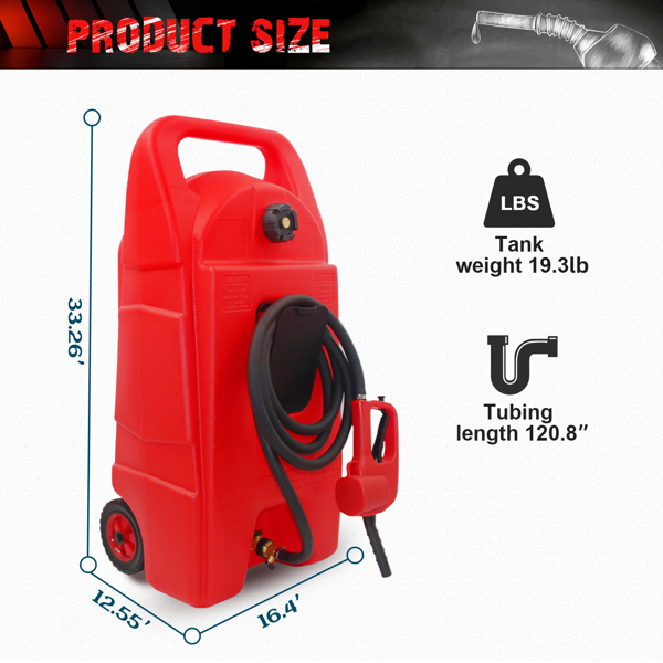 15 Gallon Gas Caddy With Wheels, Fuel Transfer Tank Gasoline Diesel Can,Fuel Storage Tank For Automobiles ATV Car Mowers Tractors Boat Motorcycle(Red)