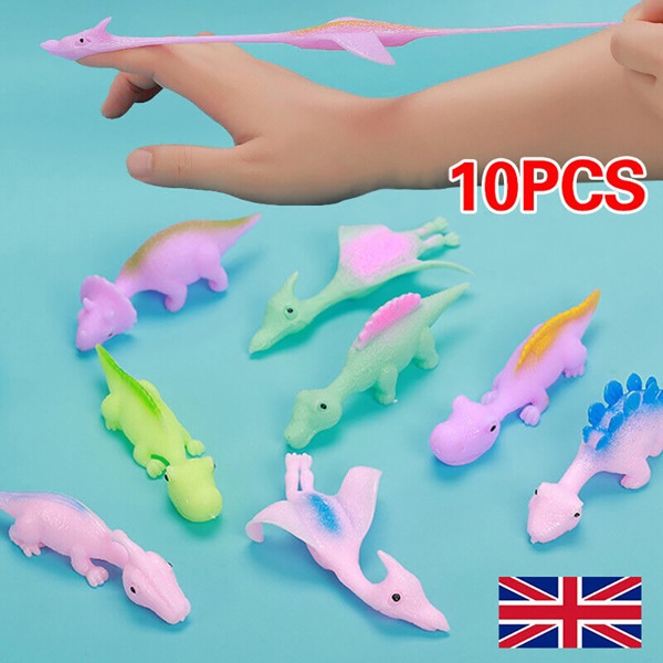 10pcs Slingshot Dinosaur Fingers Toys Flight Games Stress-resistant Elastic