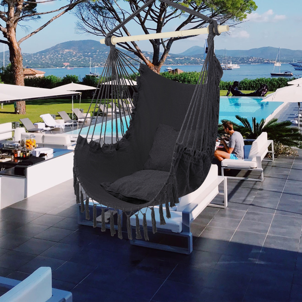 Pillow Tassel Hanging Chair Gray