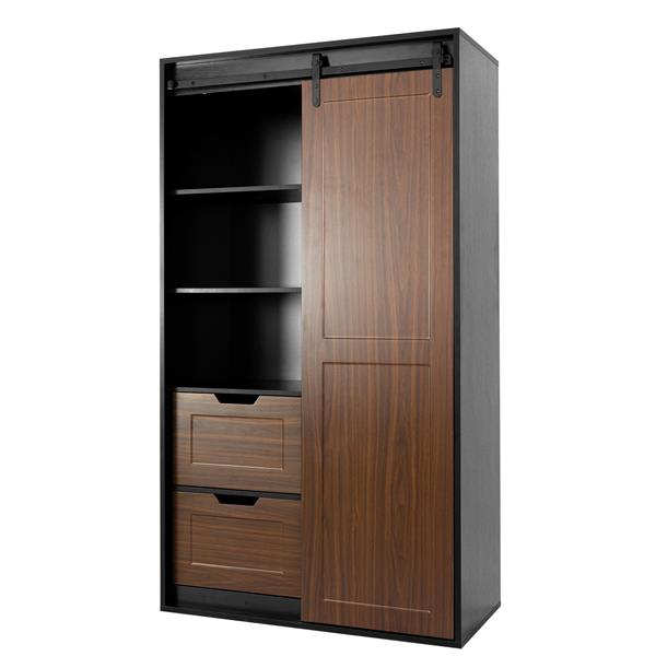 71-inch closets,large closetslaundry cabinets,Plastic suction process,farmslide barndoors,saveopenspace,brand hardware,silent slide,can be used for the bedroom,cloakroom,livingRoom,color:black +brown