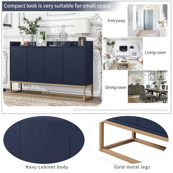 Modern Sideboard Elegant Buffet Cabinet with Large Storage Space for Dining Room, Entryway (Navy)