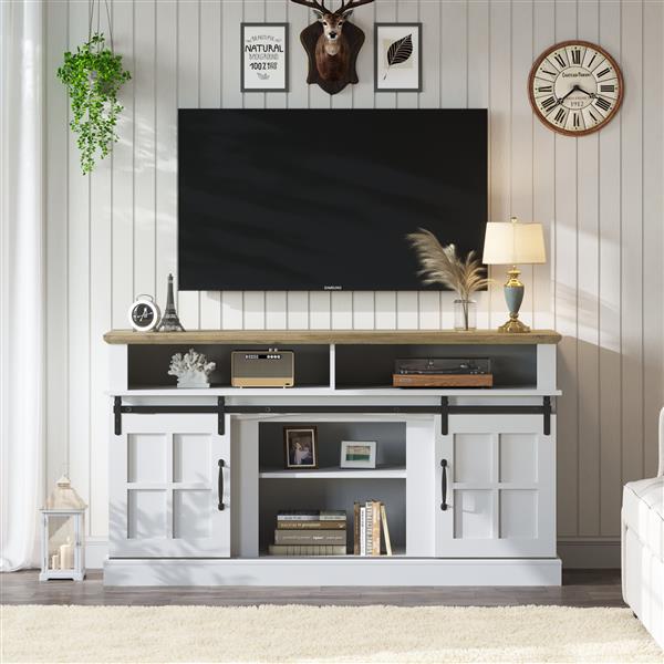 58 Inch TV Stand with Storage Cabinet and Shelves, TV Console Table Entertainment Center for Living Room,Bedroom