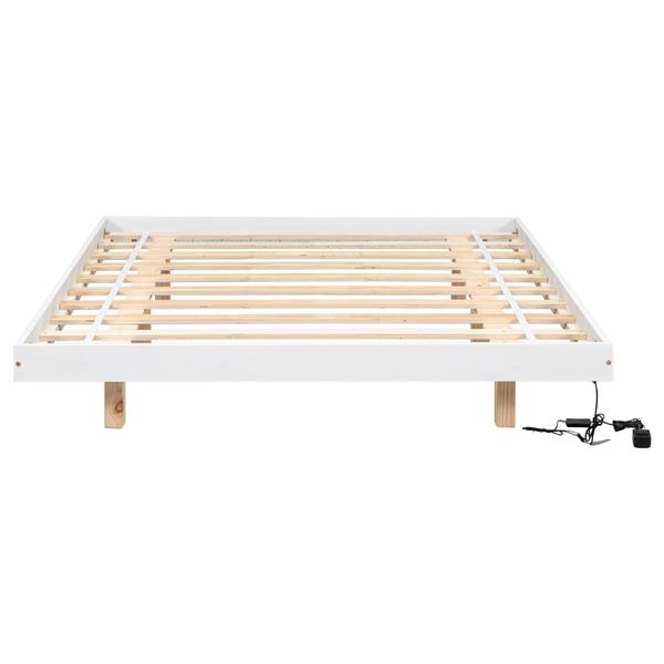 Full Size Floating Bed with LED Lights Underneath,Modern Full Size Low Profile Platform Bed with LED Lights,White