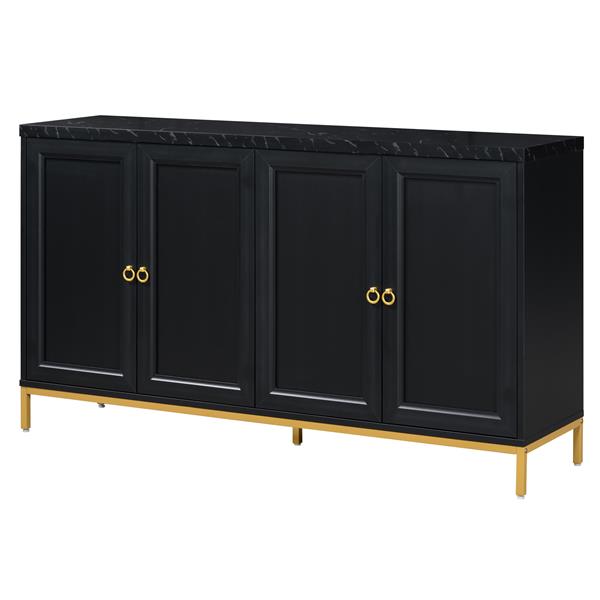 Modern Sideboard with Extra Large Storage Space with Metal Handles and Support Legs for Living Room and Dining Room (Black)