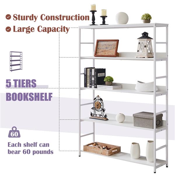 [VIDEO] 5-Tier Home Office Bookcase Open Bookshelf Storage Large 5 Shelf Bookshelf Furniture with Metal Frame, White