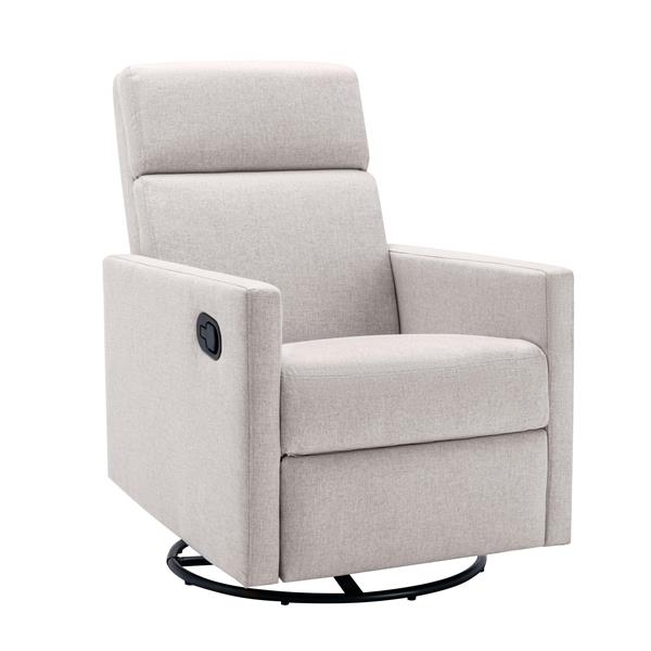 Modern Upholstered Rocker Nursery Chair Plush Seating Glider Swivel Recliner Chair, Tan