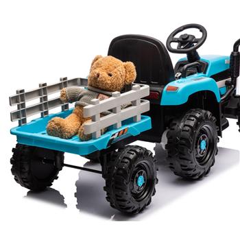 Ride on Tractor with Trailer,12V Battery Powered Electric Tractor Toy w/Remote Control,electric car for kids,Three speed adjustable,Power display, USB,MP3 ,Bluetooth,LED light,Two-point safety belt