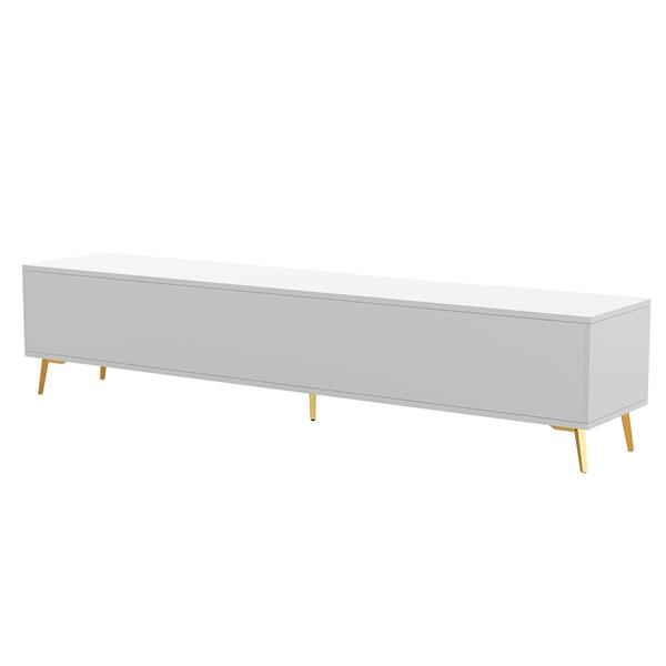 Modern TV Stand with 5 Champagne legs - Durable, stylish, spacious, versatile storage TVS up to 77" (White)