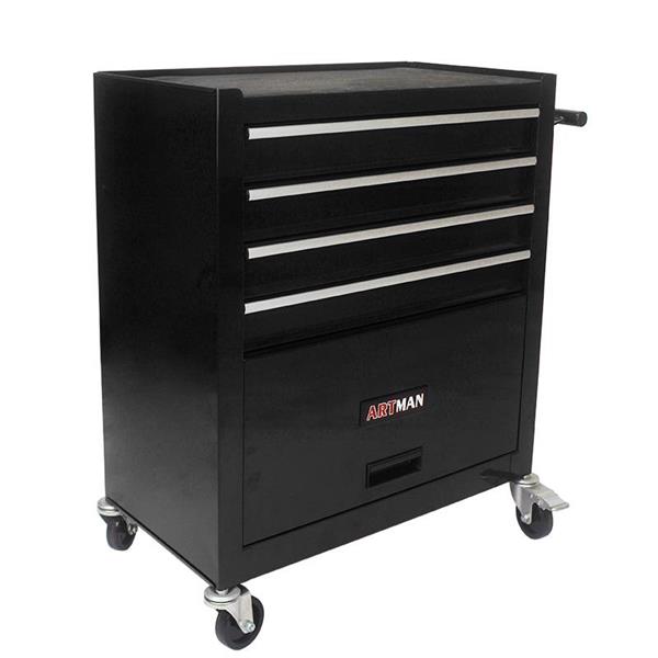 4 DRAWERS MULTIFUNCTIONAL TOOL CART WITH WHEELS-BLACK