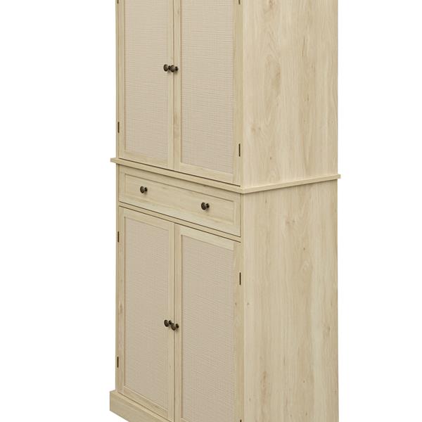 4 Door Cabinet with 1 Drawer, with 4 Adjustable Inner Shelves, Storage Cabinet