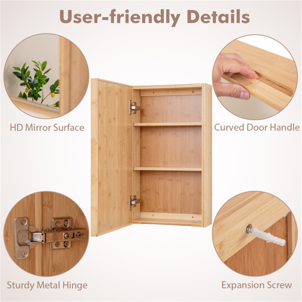 Bamboo Bathroom Cabinet with 2 Adjustable Shelves