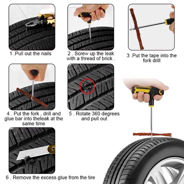 Emergency Tire Car Van Motorcycle Tubeless Tyre Puncture Repair Kit Tools Glue