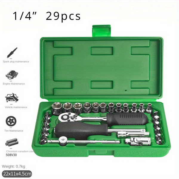 Socket set extended ratchet quick wrench combination auto repair 29-piece set 10-24mm